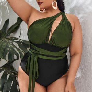Shein Plus Two Tone One Shoulder Swimsuit 2Xl